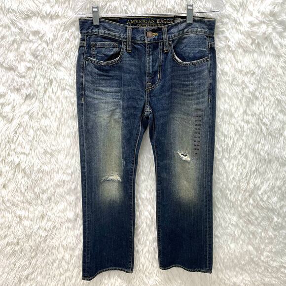 American Eagle Bootcut Jeans Size 28 x 28 NWT Destroyed Medium Wash - Picture 1 of 8